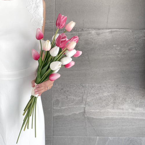 チューリップアームブーケ♪ブートニア付き ウェディングブーケ ブーケ