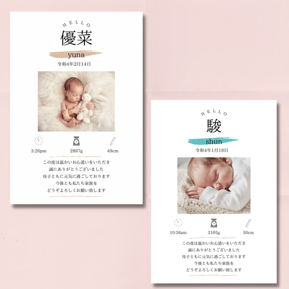 【yun0518様専用】出産内祝いカード　5枚セット 2枚目の画像