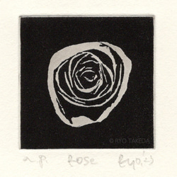 版画ゆうびん no.22"Rose" | 銅版画 | 一輪のバラ 2枚目の画像