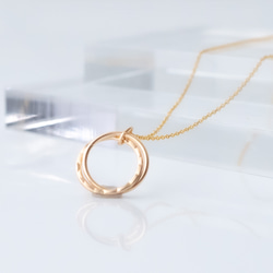 14KGF Gold Filled "Hammered Double Circle Gold Necklace" 第1張的照片