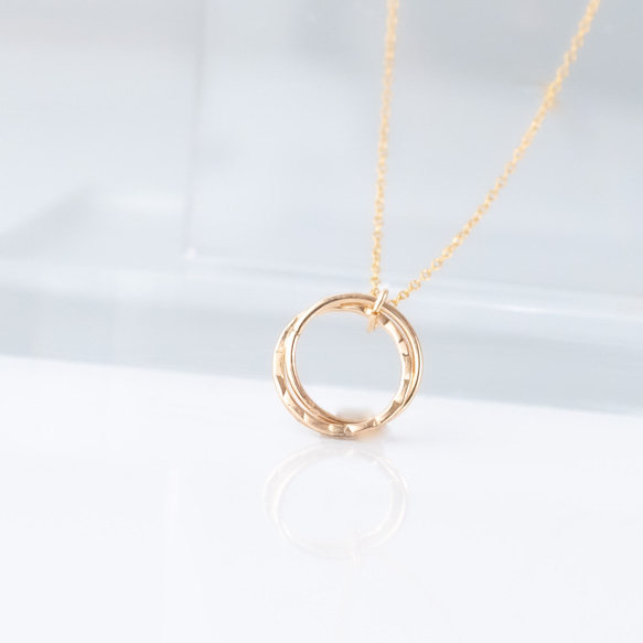 14KGF Gold Filled "Hammered Double Circle Gold Necklace" 第10張的照片