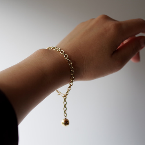 K18ビーズチェーンブレスレット k18 ヴィンテージチェーンとボールビーズのブレスレット ブレスレット