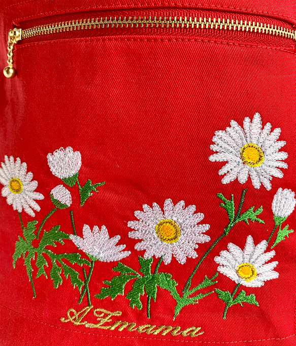 マーガレット刺繍ミニトートバッグ 4枚目の画像