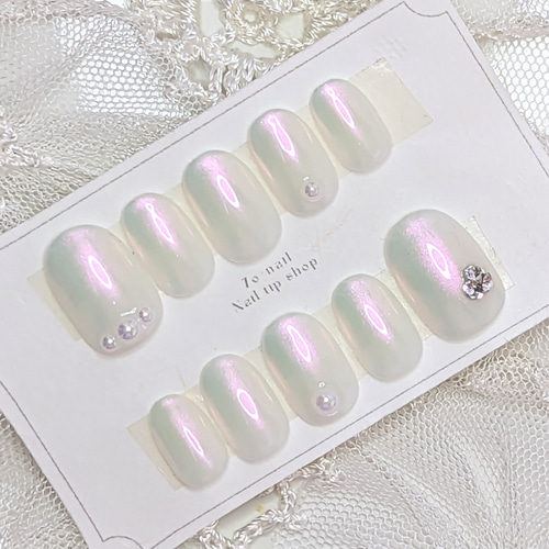 偏光パールホワイトネイル ネイルチップ（つけ爪） 7o-nail 通販