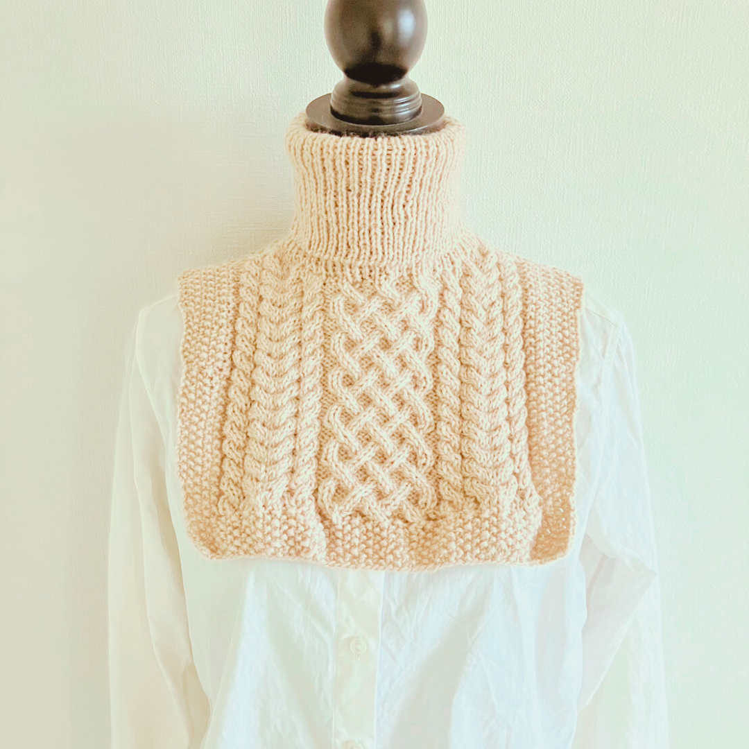 【再販】アラン模様盛りだくさんの 贅沢なつけ襟 （ネックウォーマー代わりにもなります）