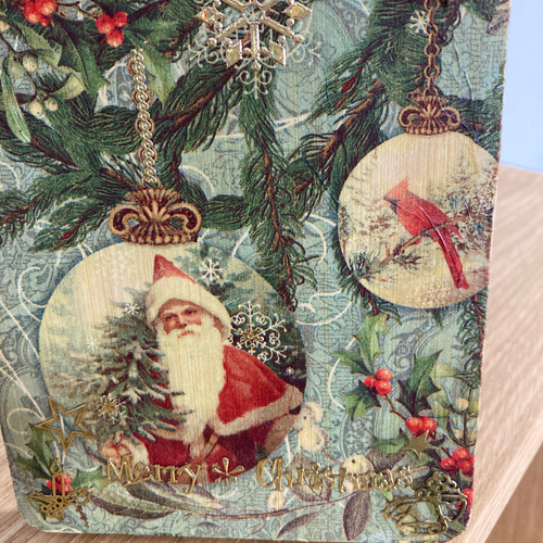 デコパージュ作品クリスマスボード デコパージュ ꔛꕤ ウッドカッティングボード クリスマスの通販 by は