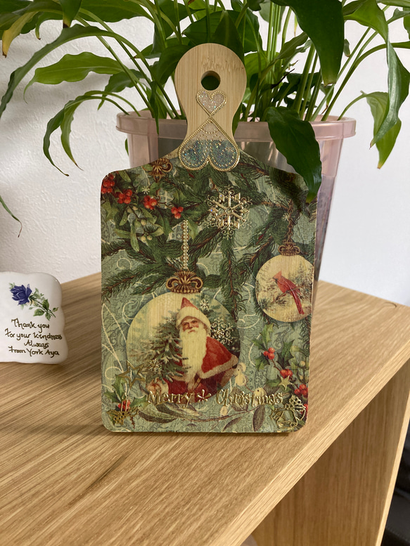 カッティングボード クリスマスオブジェ デコパージュ 立体