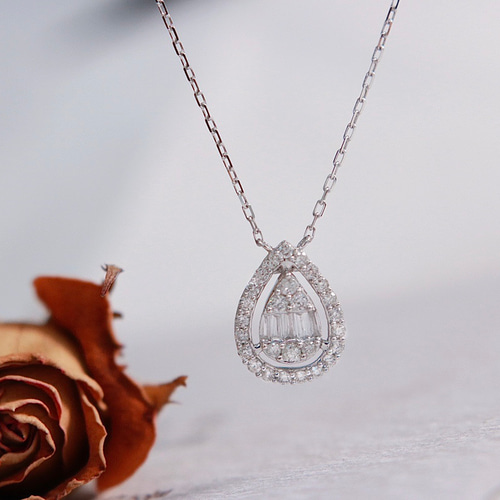 天然ダイヤモンドネックレス0.28ct k18 ネックレス・ペンダント パール  