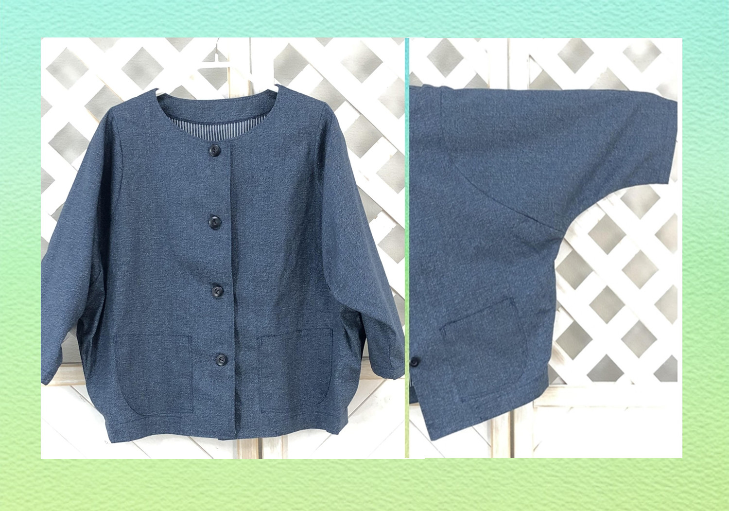 ラグランスリーブジャケット　フリーサイズ（M～L） ネイビー　05201　かめ庵