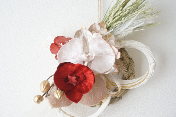 【Creema限定】桃色の胡蝶蘭のお正月飾り 2枚目の画像