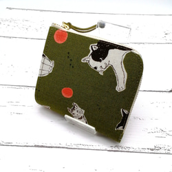 コンパクト財布　ミニ財布  コンパクトＬ字ファスナー財布     軽い財布    猫 1枚目の画像
