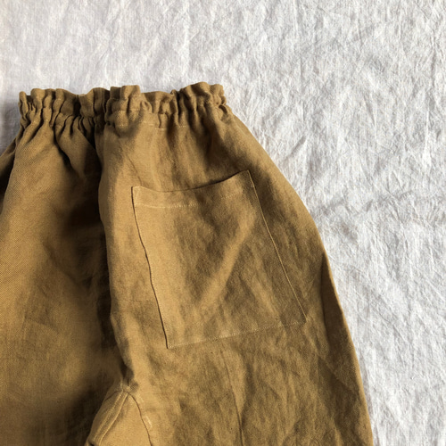 リネンのもんぺ　キャメル　細め リネンのもんぺ キャメル 細め