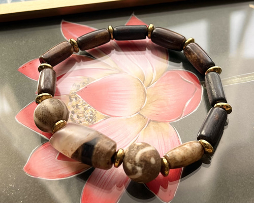 天珠 三線珠 ブレスレット　Dzi Beads　No.c7 天珠 三線珠 ブレスレット Dzi Beads No.c7 天珠 三線珠 ブレスレット