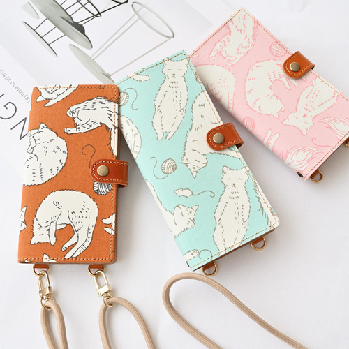 全機種対応 スマホケース 手帳型 縦下げパーツ 【 ヒア キティ キティ