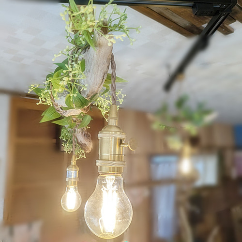 ハンドメイド 流木ライト 流木のペンダントライト2灯 シーリングライト・ペンダントライト