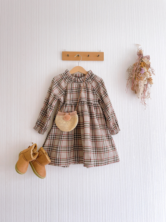 タータンチェックのすっぽりかぶれるワンピース 150cmまで 子供服