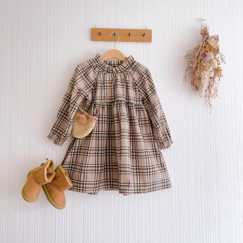 タータンチェックのすっぽりかぶれるワンピース 150cmまで 子供服