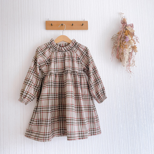 タータンチェックのすっぽりかぶれるワンピース 150cmまで 子供服