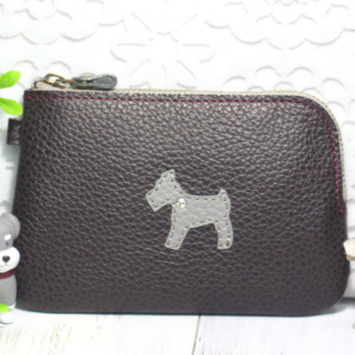 みるく/セミオーダー/ダックス・黒ラブちゃんのＬ字ファスナーミニ財布 みるく/セミオーダー/ダックス・黒ラブちゃんのL字ファスナー