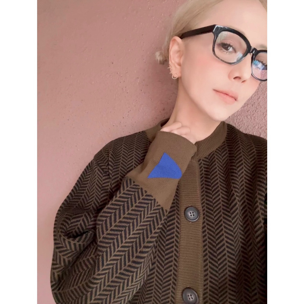 RATA❤️秋冬春にも❤️個性で彩る『着飾るカーディガン』❤️RATA国産オリジナル❤️セピア×ブルー