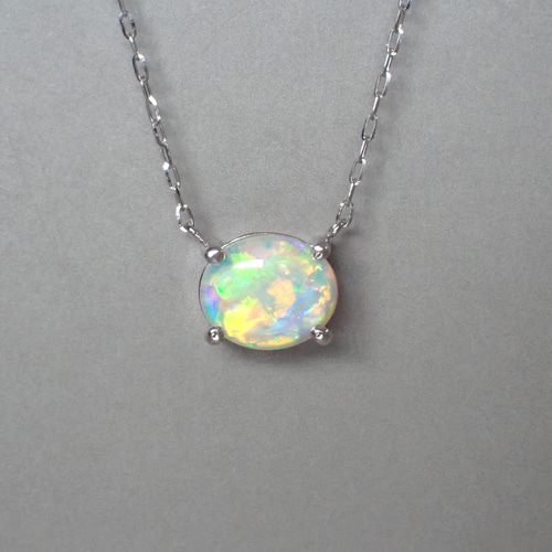 【新品・未使用】☆お値下相談可☆PT900 バーデザイン ネックレス 40cm Pt900 ホワイトオパール<宝石を楽しむネックレス> ネックレス