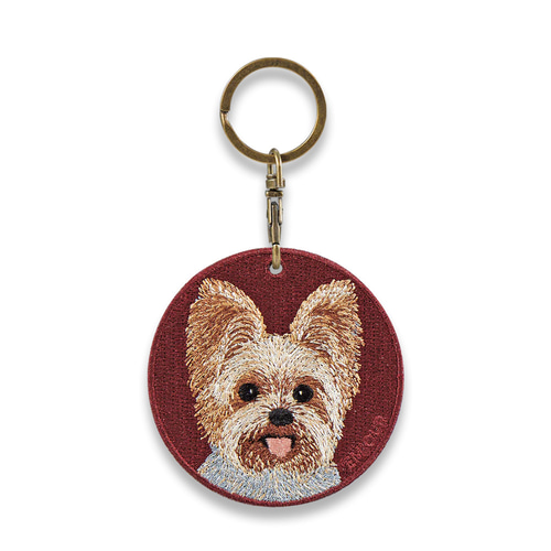 キーホルダー 刺繍 ヨークシャテリア ギフト プレゼント 両面