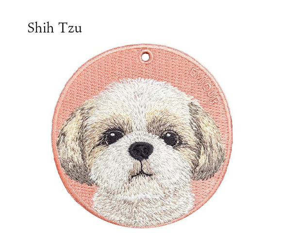 キーホルダー 犬 刺繍 シーズー ピンク 母の日 愛犬 プレゼント 両面 ストラップ バッグチャーム or-061 7枚目の画像