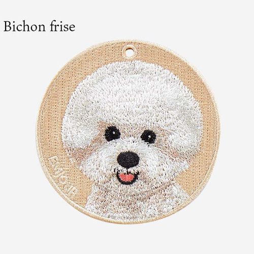 キーホルダー 犬 刺繍 ビジョンフリーゼ 愛犬 プレゼント 両面
