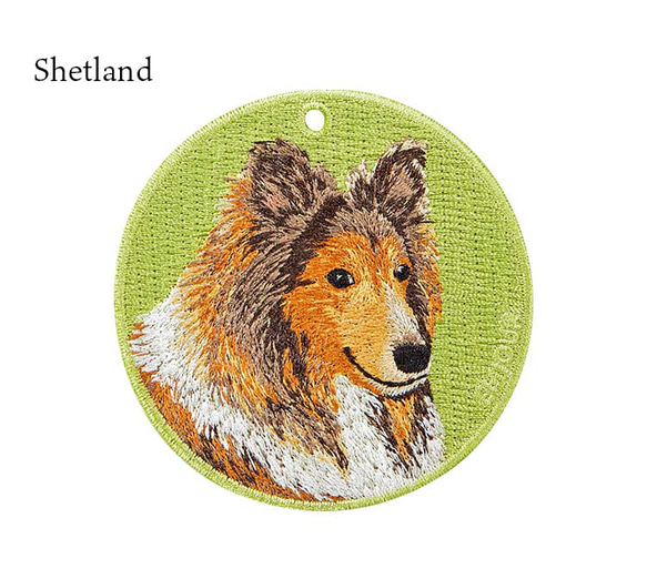 キーホルダー 犬 刺繍 シェットランド シープドッグ 母の日 プレゼント 両面 ストラップ バッグチャーム or-044 6枚目の画像