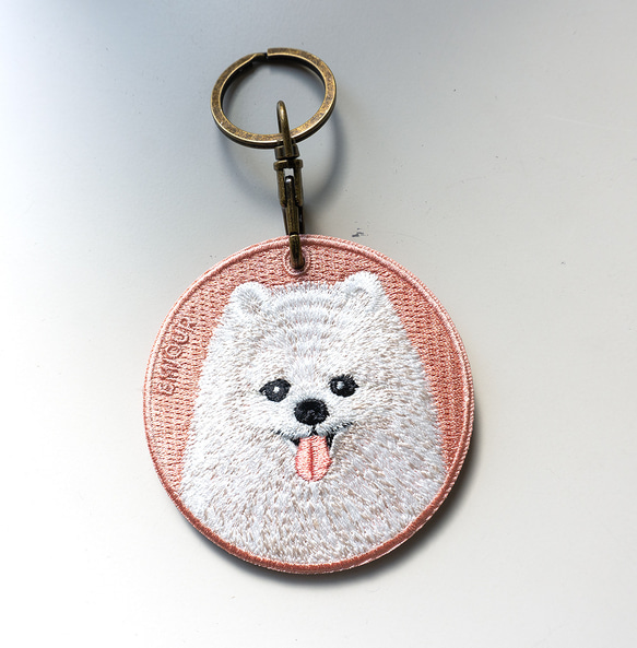 キーホルダー 刺繍 ポメラニアン 動物 プレゼント 両面