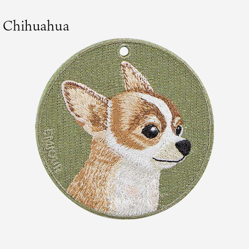 キーホルダー 犬 刺繍 チワワ プレゼント 両面 ストラップ バッグ