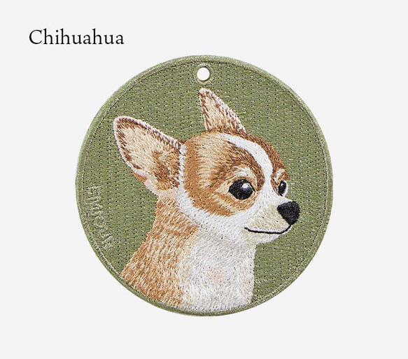 キーホルダー 犬 刺繍 チワワ 動物 母の日 プレゼント 両面 ストラップ バッグチャーム ペットロス or-005 8枚目の画像