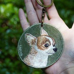 キーホルダー 犬 刺繍 チワワ 動物 母の日 プレゼント 両面 ストラップ バッグチャーム ペットロス or-005 6枚目の画像