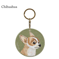 キーホルダー 犬 刺繍 チワワ 動物 母の日 プレゼント 両面 ストラップ バッグチャーム ペットロス or-005 7枚目の画像