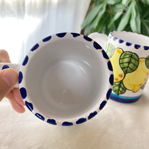 マヨリカ焼き マグカップ 大 250ml BCR024 レモン イタリア陶器