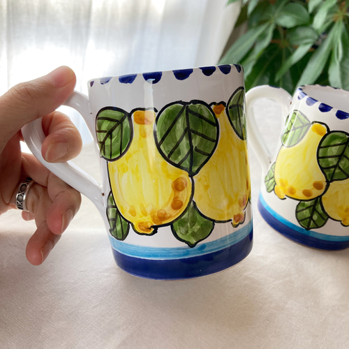 マヨリカ焼き マグカップ 大 250ml BCR024 レモン イタリア陶器