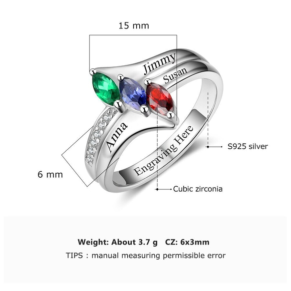 名前 名入れ 誕生石(人工) リング 指輪 オーダー メイド ネーム ジュエリー アクセサリー Ora-309 5枚目の画像