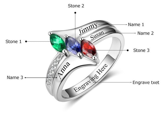 名前 名入れ 誕生石(人工) リング 指輪 オーダー メイド ネーム ジュエリー アクセサリー Ora-309 6枚目の画像