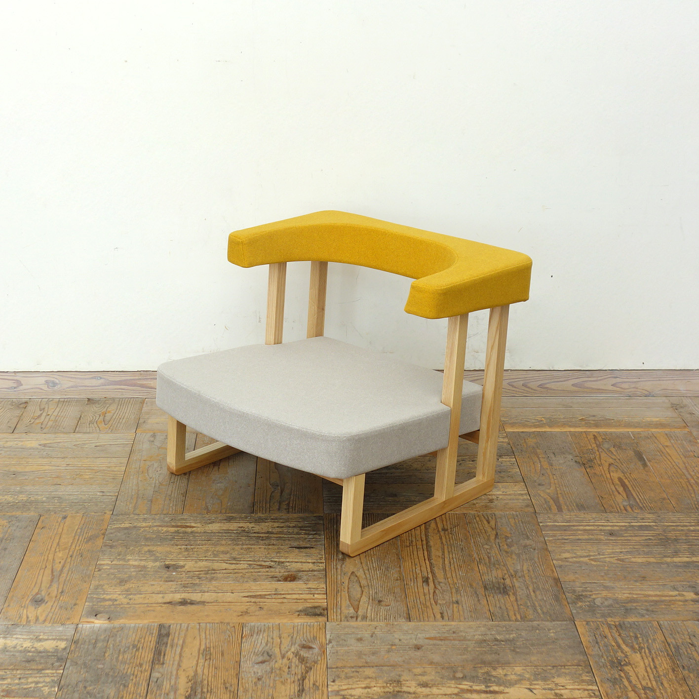 【ペット用生地使用】コ助ソファ (NA × 背NW-UP5602イエロー&座NW-UP5596ライトグレー)