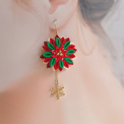 クリスマスの祈り つまみ細工 ピアス・イヤリング ピアス（フック