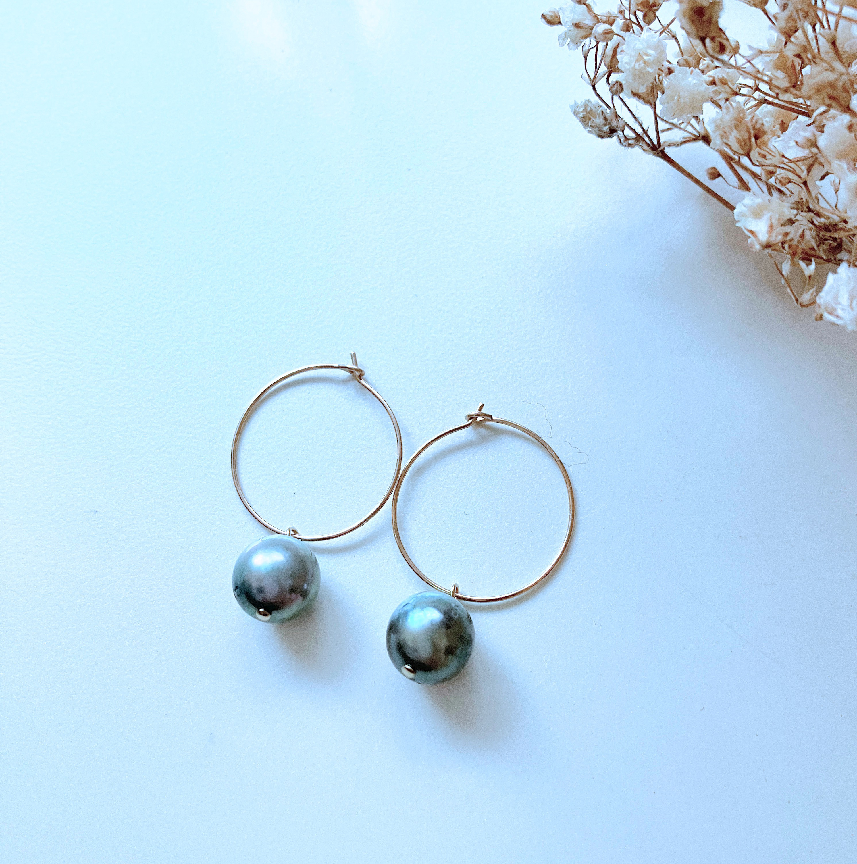 【数量限定】14kgf 南洋真珠 ブラックタヒチパール(ルーフピアス)