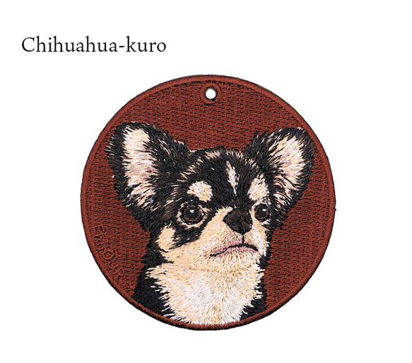 キーホルダー 犬 刺繍 チワワ ブラックタン プレゼント 母の日 お散歩 バッグチャーム ペットロス or-056 6枚目の画像