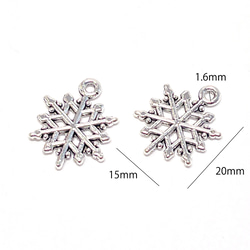 特價「4 件 300 日元，含運費」 ejp443 約 15*20 mm 雪花吊飾 古董銀 第3張的照片