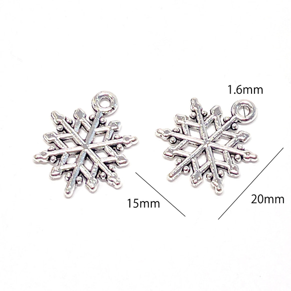 特價「4 件 300 日元，含運費」 ejp443 約 15*20 mm 雪花吊飾 古董銀 第3張的照片
