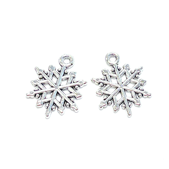 特價「4 件 300 日元，含運費」 ejp443 約 15*20 mm 雪花吊飾 古董銀 第1張的照片