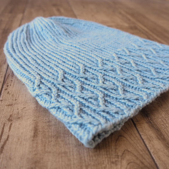 ニット帽　草木染め　藍染め　手編み 2枚目の画像