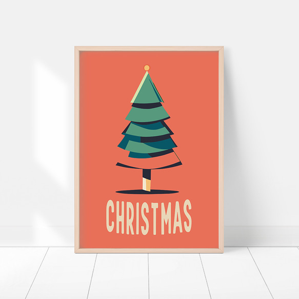 クリスマスツリーのポスター / i1643 / 雪の夜、赤い車や雪だるま、クリスマスツリーなど　インテリアポスター 6枚目の画像