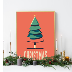 クリスマスツリーのポスター / i1643 / 雪の夜、赤い車や雪だるま、クリスマスツリーなど　インテリアポスター 3枚目の画像