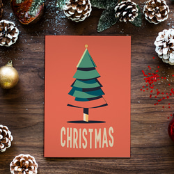 クリスマスツリーのポスター / i1643 / 雪の夜、赤い車や雪だるま、クリスマスツリーなど　インテリアポスター 1枚目の画像