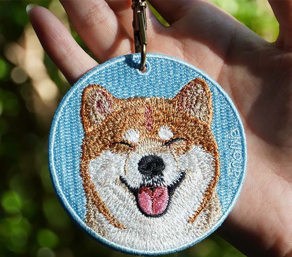 キーホルダー 犬 刺繍 柴犬 しばいぬ 日本犬 プレゼント 両面 ストラップ バッグチャーム ペットロス or-004 5枚目の画像